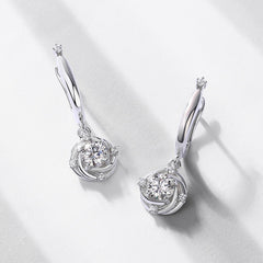 Floral Moissanite Drop Earrings - 925 Silver Women's Elegant Jewelry for Daily Wear