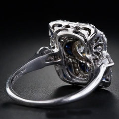 Felistly Jewelry: Sapphire Ring for Women, Premium European & American Jewelry, Engagement Ring, White Gold Plated, Luxury Gift