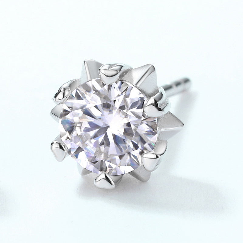 Snowflake Moissanite Studs - 925 Silver Everyday Jewelry (Birthday/Christmas Gift)