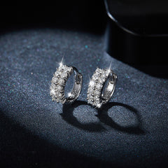 Double Row D Color Moissanite Studs - 18K Gold Plated 925 Silver Everyday Luxury