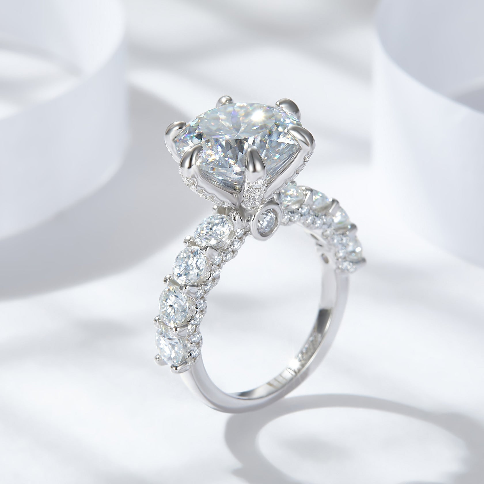 5ct Firework Moissanite Ring - Platinum Over Sterling Silver Engagement rings for women | moissanite vintage rings