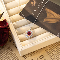 Luxury 2ct Pigeon Blood Red Ruby Ring Set - Lab-Created Oval Statement Piece for Mom