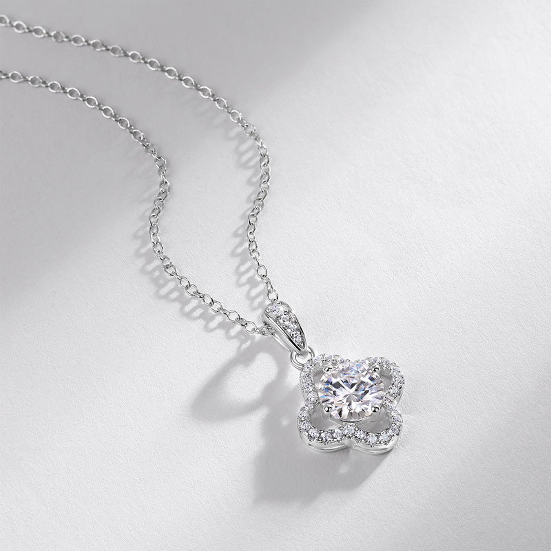 Lucky Clover Paved Necklace – Sterling Silver with Ethical Lab-Created Gemstones