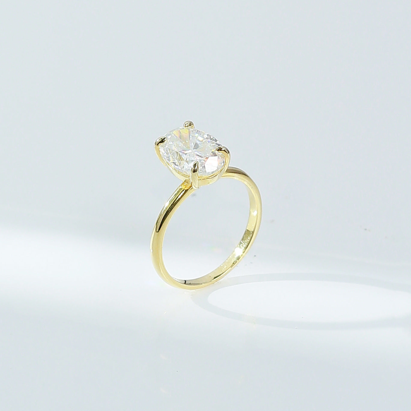 Felistly Jewelry: 3 Carat Classic Pigeon Egg Moissanite 925 Silver Platinum-Plated Engagement Ring