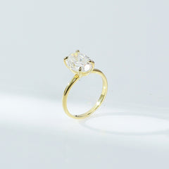 Felistly Jewelry: 3 Carat Classic Pigeon Egg Moissanite 925 Silver Platinum-Plated Engagement Ring