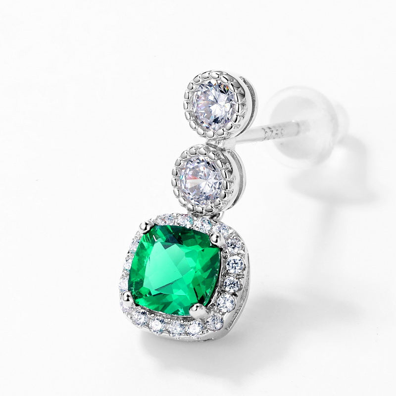 Vintage Lab-Created Emerald Drop Earrings – 925 Silver Heirloom Jewelry