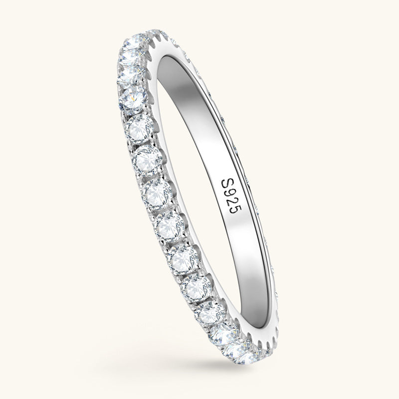 Felistly Jewelry Moissanite  Full Eternity Thin Wedding Band For Women