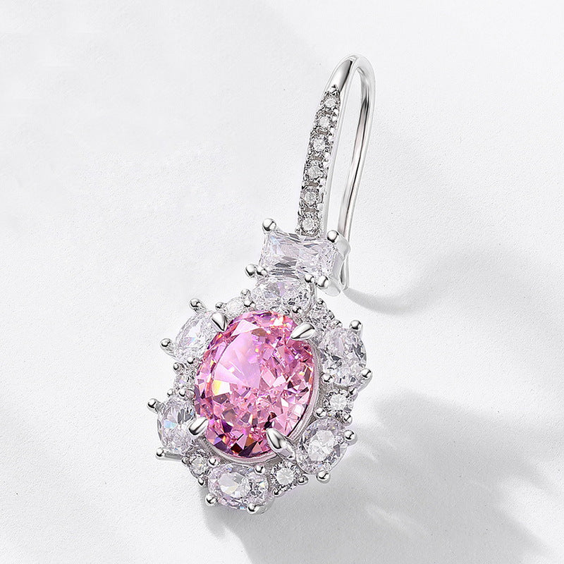 Pink Snowflake Diamond Earrings – 925 Silver Lab-Grown Trendy Jewelry