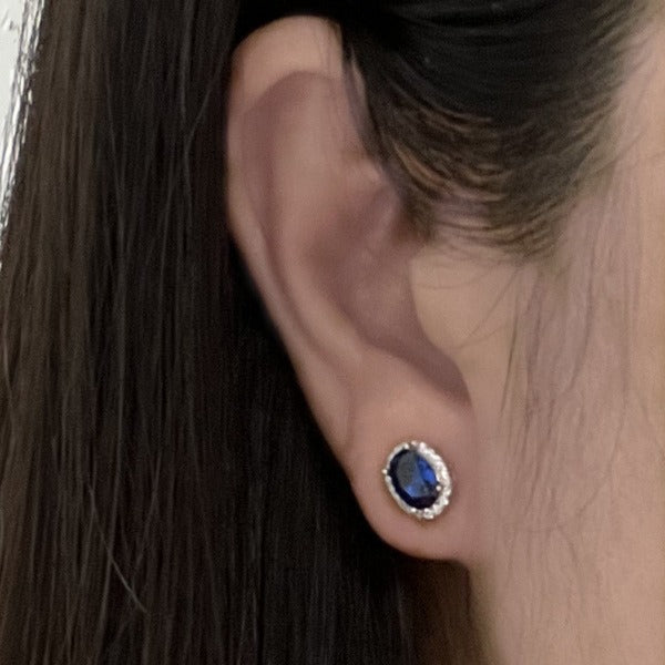 Birthstone Stud Earrings - 925 Silver 12 Months Gem Collection (Hypoallergenic)