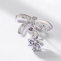 1ct Bow Tie Moissanite Earrings - 925 Silver Women's Studs with Gemstone Accents