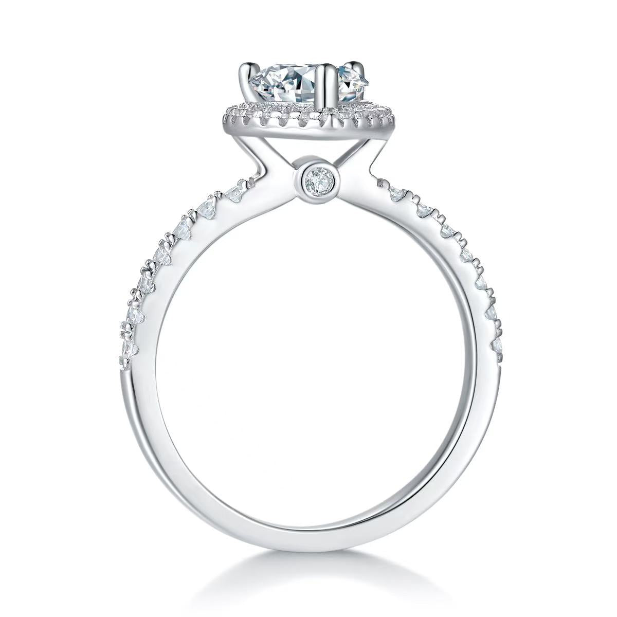 engagement rings for women 1-Carat D Color Moissanite Heart-Shaped Ring - Sterling Silver Rhodium Plated for Women |elongated cushion cut with wedding band