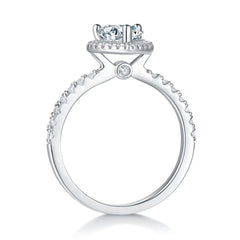 engagement rings for women 1-Carat D Color Moissanite Heart-Shaped Ring - Sterling Silver Rhodium Plated for Women |elongated cushion cut with wedding band