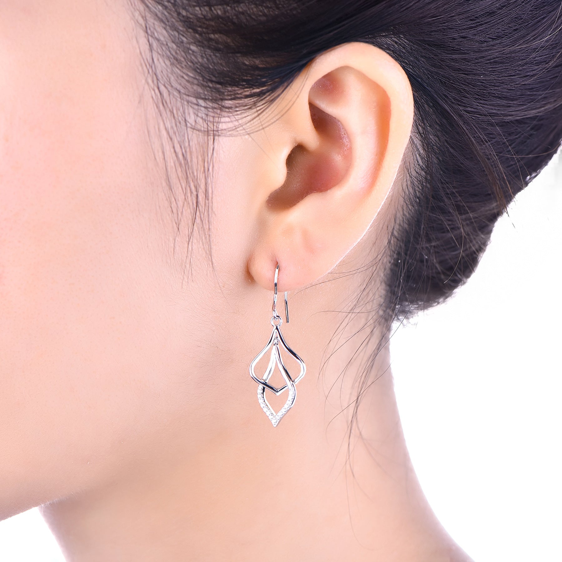 S925 Sterling Silver Hollow Geometric Diamond Earrings – Dangle & Ear Cuff Jewelry for Women