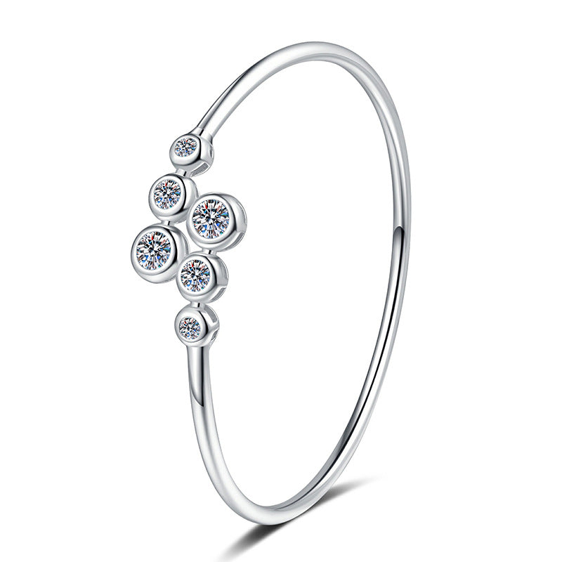 Felistly Jewelry: 1.8CT Moissanite Bubble Bracelet - Elastic Stretch Bangle Silver Jewelry for Wome