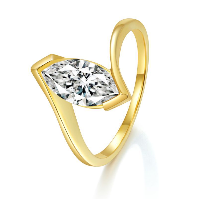 Felistly Jewelry: engagement rings for women| Dainty 5x10mm Marquise Moissanite Ring | 18K Yellow Gold Plated Sterling Silver | Minimalist Everyday Jewelry