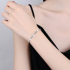 Felistly Jewelry: Adjustable Moissanite Slider Bracelet Set - 925 Silver Stackable Bangle & Chain