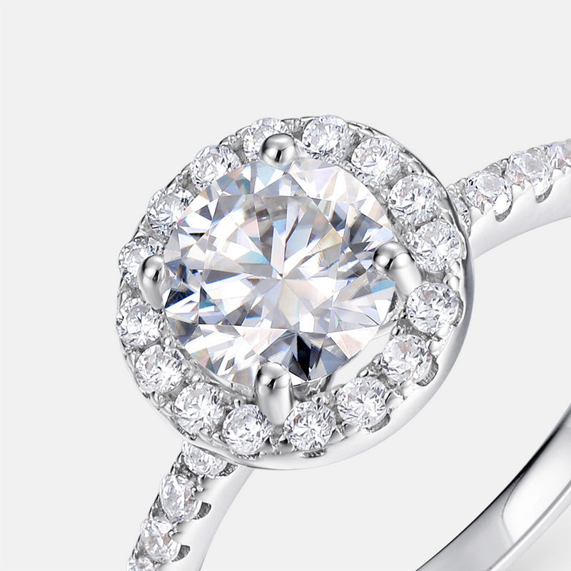 engagement rings for women | 1ct Classic Moissanite Ring - Platinum Plated 925 Silver|vintage inspired moissanite engagement rings