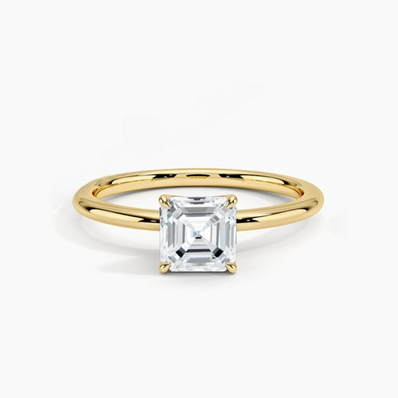 Felistly Jewelry: Minimalist 1ct Round Moissanite Solitaire Engagement Ring in S925 Silver 18k Gold Plated (Dainty Waterdrop Design)