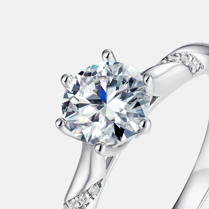 engagement rings for women | 1ct Moissanite Engagement Ring – Twisted Band in Platinum Plated 925 Silver | vintage inspired moissanite engagement rings