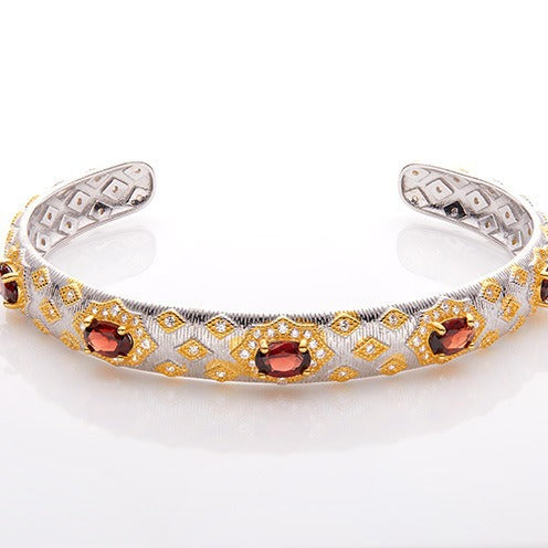 Felistly Jewelry: Royal Vintage Garnet Bracelet - 925 Silver Antique Inspired Jewelry for Women