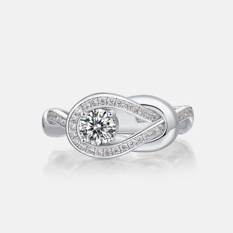 engagement rings for women | Button-Design Moissanite Ring – Platinum Plated 925 Silver Jewelry