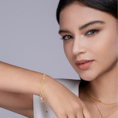 Felistly Jewelry: Gold Paperclip Chain Bracelet - 925 Silver Moissanite Women's Jewelry (Hypoallergenic)