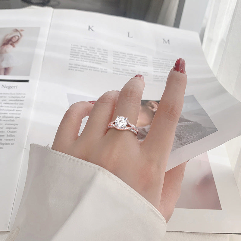 2ct True Love Intertwined Series Moissanite Ring – 925 Sterling Silver Platinum-Plated-engagement rings for women