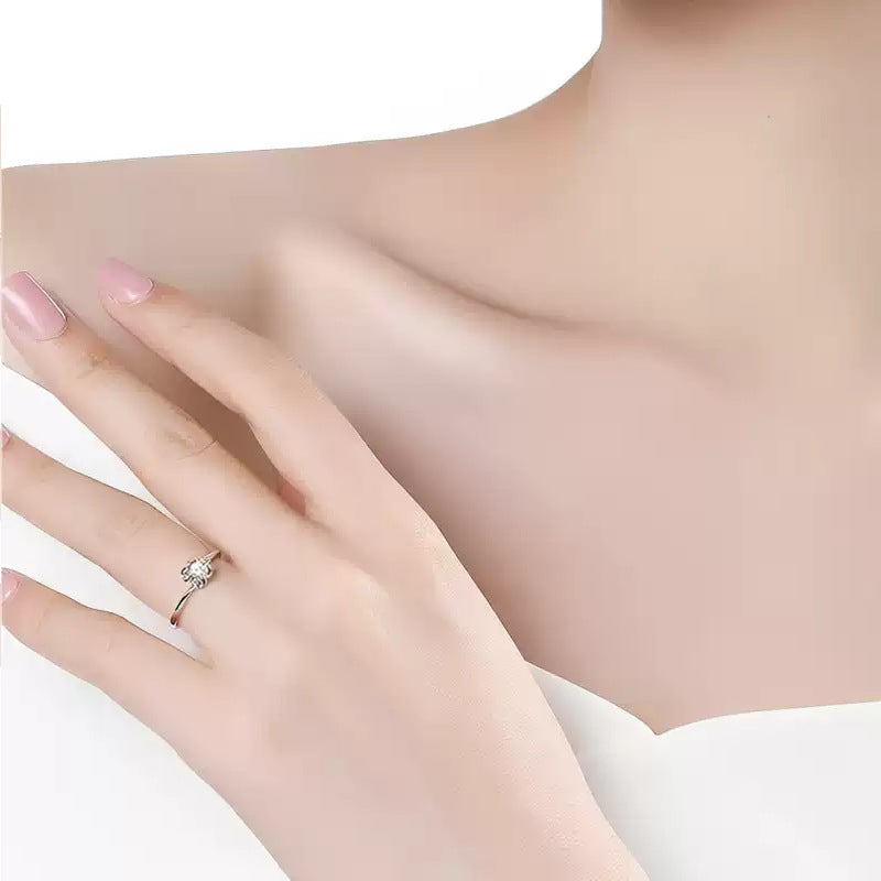 Luxury Rectangular Moissanite Ring – Snow Kiss Collection (Platinum-Plated 925 Silver)