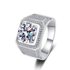 Men gents ring Men's 5ct Giant Moissanite Ring - 925 Silver Power Jewelry for Dominant Style
