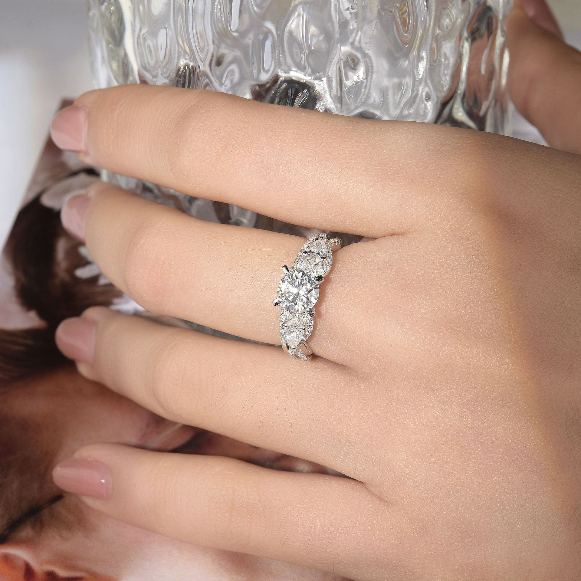 engagement rings for women | 2ct Marquise Moissanite Ring - 925 Silver with Platinum Plating