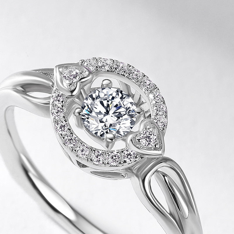 engagement rings for women | Heartthrob Collection: Platinum-Plated 925 Silver Moissanite Ring