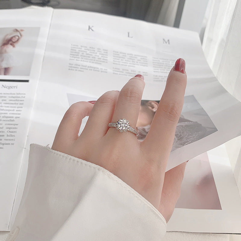 Crown for Love Moissanite Ring - Platinum Plated 925 Silver engagement rings for women