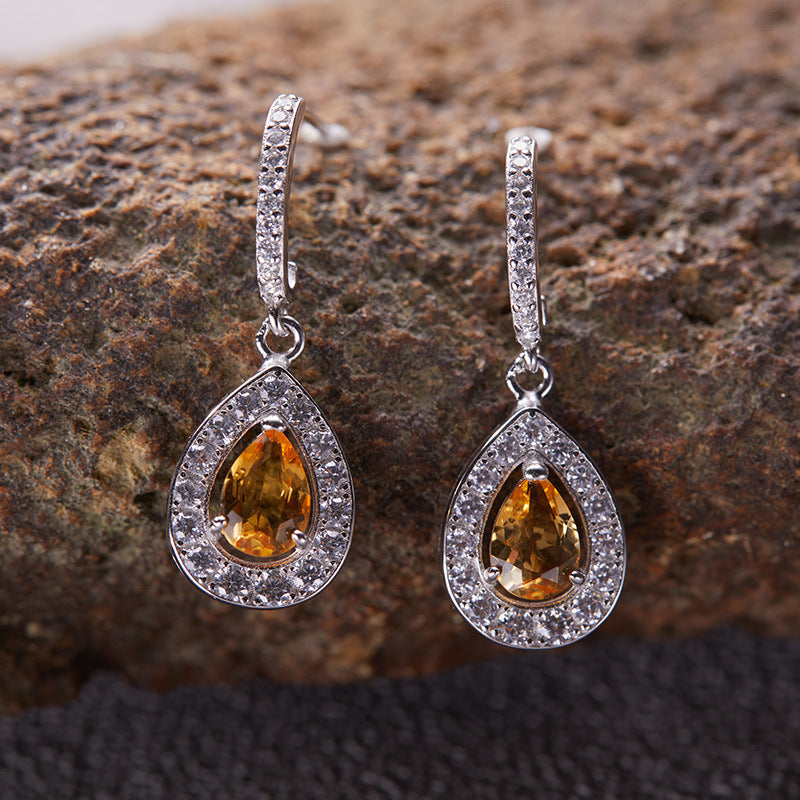 Handcrafted Natural Gemstone Earrings - Platinum Plated 925 Silver Hypoallergenic Studs
