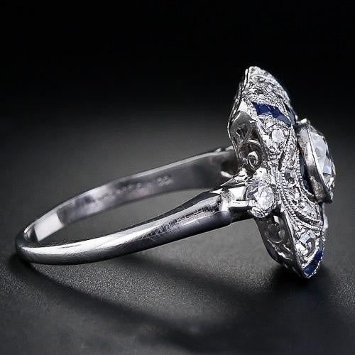 Felistly Jewelry: Sapphire Ring for Women, Premium European & American Jewelry, Engagement Ring, White Gold Plated, Luxury Gift
