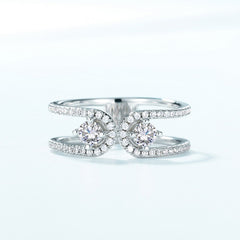 wedding bands for women moissanite Designer U-Shaped Moissanite Ring - Platinum Plated 925 Silver