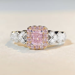 Felistly Jewelry: S925 Sterling Silver Cute Pink Diamond Ring - Ins Style Minimalist Luxury High Carbon Diamond Ring for Women