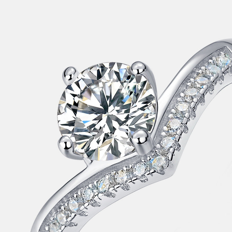 engagement rings for women | Royal 1ct Moissanite Crown Ring - Platinum Plated 925 Silver Statement Piece | moissanite vintage rings