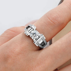Felistly Jewelry: Men gents ring 2CT Moissanite Men's Ring in S925 Sterling Silver - Luxury Minimalist Design, Elegant Wedding Band Jewelry for Men