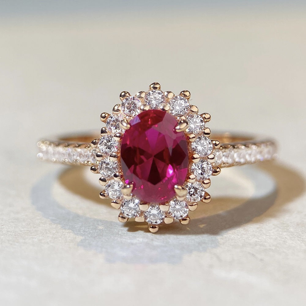 Felistly Jewelry: Pigeon Blood Ruby Cocktail Ring for Women - S925 Sterling Silver & 18K Gold Red Gemstone Diamond Ring, Fashion Minimalist Stackable Band