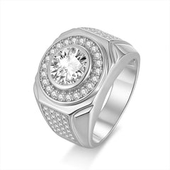 Felistly Jewelry men gents ring | 2ct Moissanite Men's Ring - Classic Dot Design 925 Silver Gold Plated Fade-Resistant Best Seller