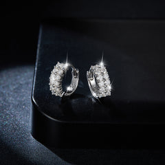 Double Row D Color Moissanite Studs - 18K Gold Plated 925 Silver Everyday Luxury