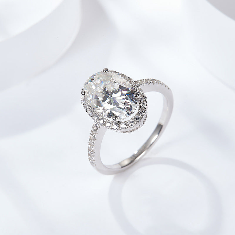 Felistly Jewelry: engagement rings for women| 2025 New Oval 5ct Full Moissanite Ring in Sterling Silver 18K Gold Plated - elongated cushion cut with wedding band