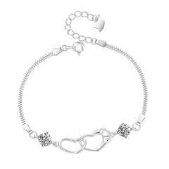 Felistly Jewelry: S925 Sterling Silver Moissanite Heart Bracelet - Fashionable & Versatile Minimalist Design