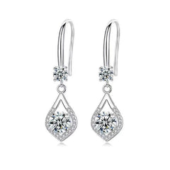 S925 Sterling Silver Moissanite Drop Earrings (1ct/2ct) – High-End Cubic Zirconia Fashion Dangle Earrings