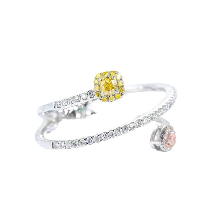 Felistly Jewelry: 2025 New Pink Diamond Snake Wrap High-Carbon Diamond Ring – Fashion Minimalist Ring for Women