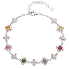 Natural Gemstone Tourmaline Bracelet for Women, S925 Sterling Silver Colorful Jewelry