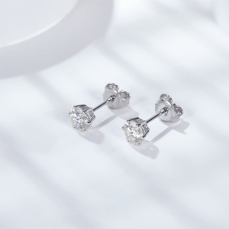1 Carat Moissanite Drop Earrings – 925 Silver Princess Stud for Women (Minimalist Elegance)（副本）
