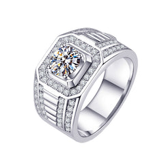 【Bold Design】Moissanite Platinum Plated 925 Sterling Silver Men's Ring | Premium Gift for Boyfriend|Men gents ring-Felistly Jewelry