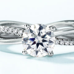 engagement rings for women | 1ct Moissanite Twist Band Ring - Platinum Plated 925 Silver Women's Jewelry | vintage inspired moissanite engagement rings