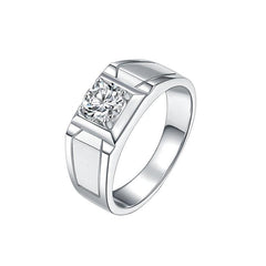 Felistly Jewelry: men gents ring S925 Sterling Silver Moissanite Men's Ring 1ct D Color Closed Thick Plated White Gold Bold & Minimalist Style
